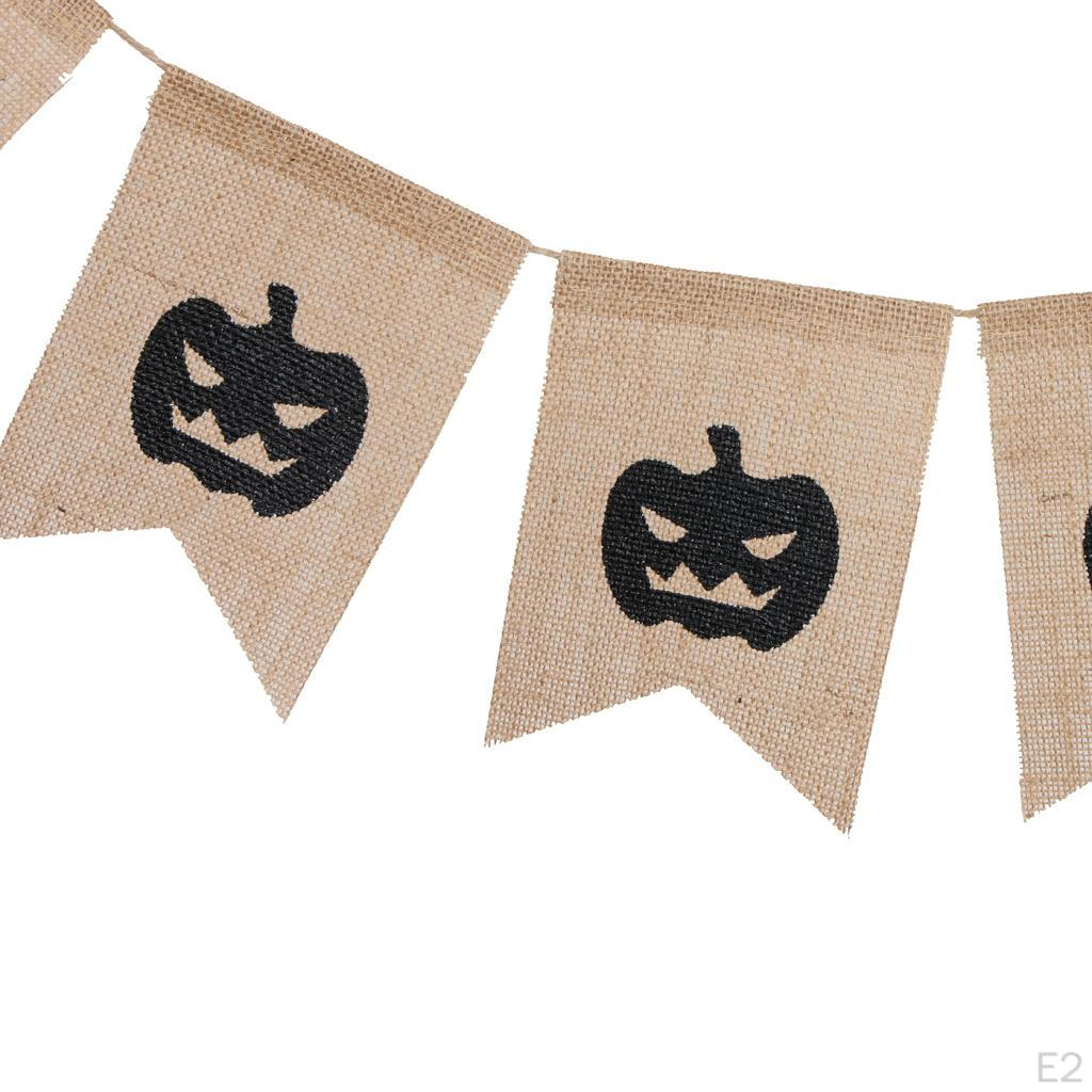 Halloween Holiday Burlap Pumpkin Banner Garland Decoration Photo Prop