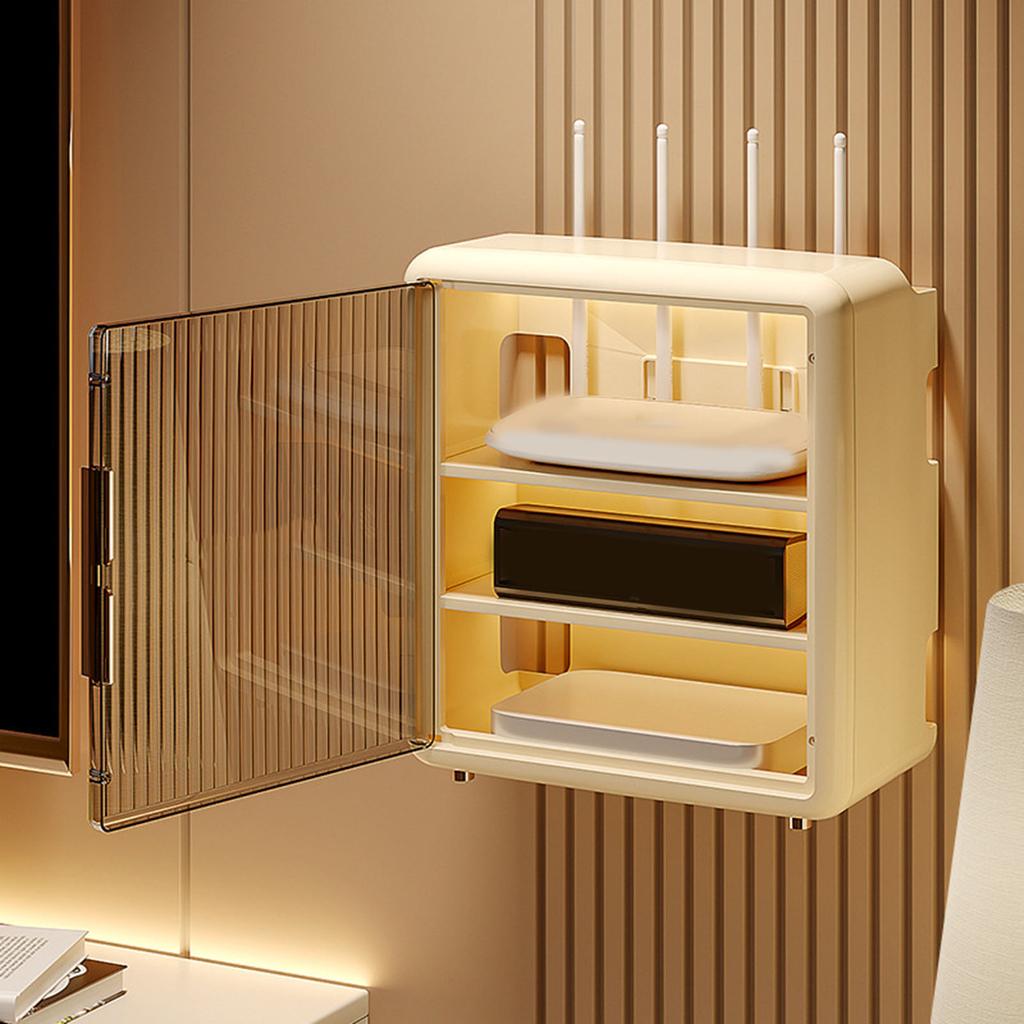 Wall Mounted WiFi Router Storage Box Semi Transparent Open Hole Wall Router Cable Box for Office