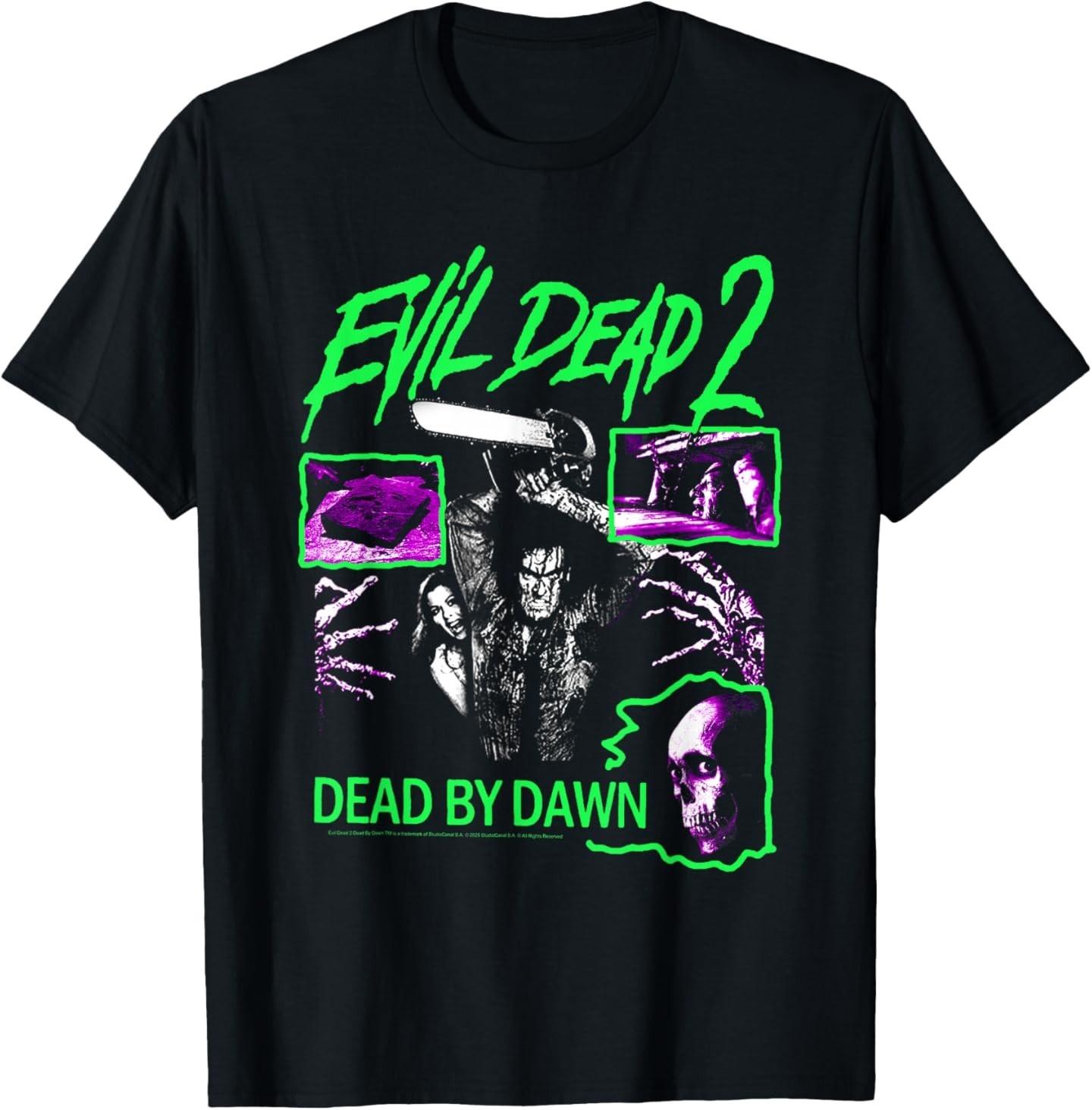 Evil Dead 2 Dead by Dawn Neon Collage Horror Movie T-Shirt S