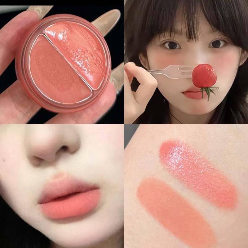HERORANGE Peach Gauze Lip & Cheek Cream: Korean-Style Watery Matte Lip Mud & Two-Color Blush