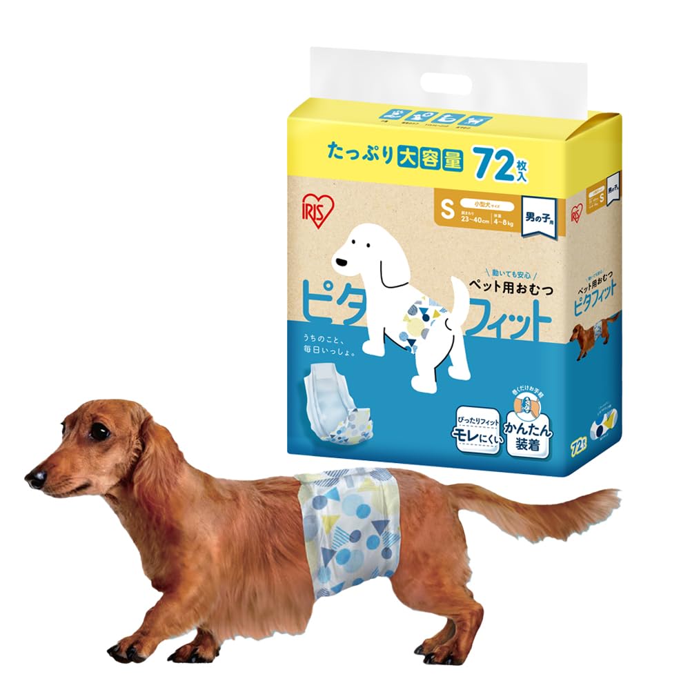 Iris Ohyama PitaFit Pet Size 72 for male Diapers, S, diapers, dogs, long-lasting wear, MNPD-S72