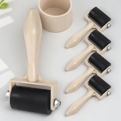 5Pcs Printing Ink Roller Flat Cylinder Design Comfort Grip for Even Ink Oil Paint Glue Distribution Printmaking Stamping DIY