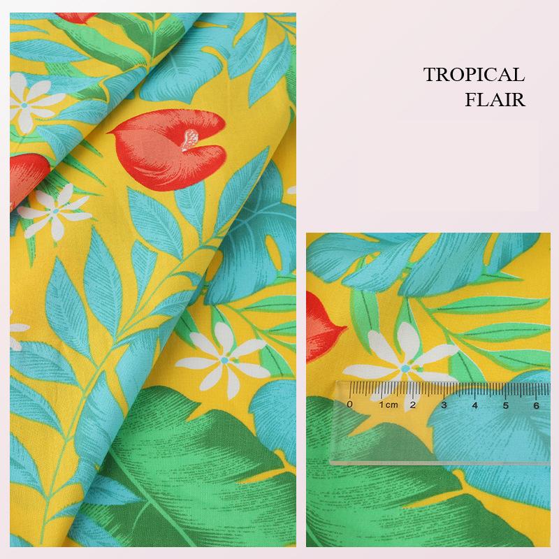 100*145cm High-density Cotton Poplin Plant Flower Printed Fabric For Diy Sewing Dolls Kid Dress Apparel Quilted Bedding Textiles