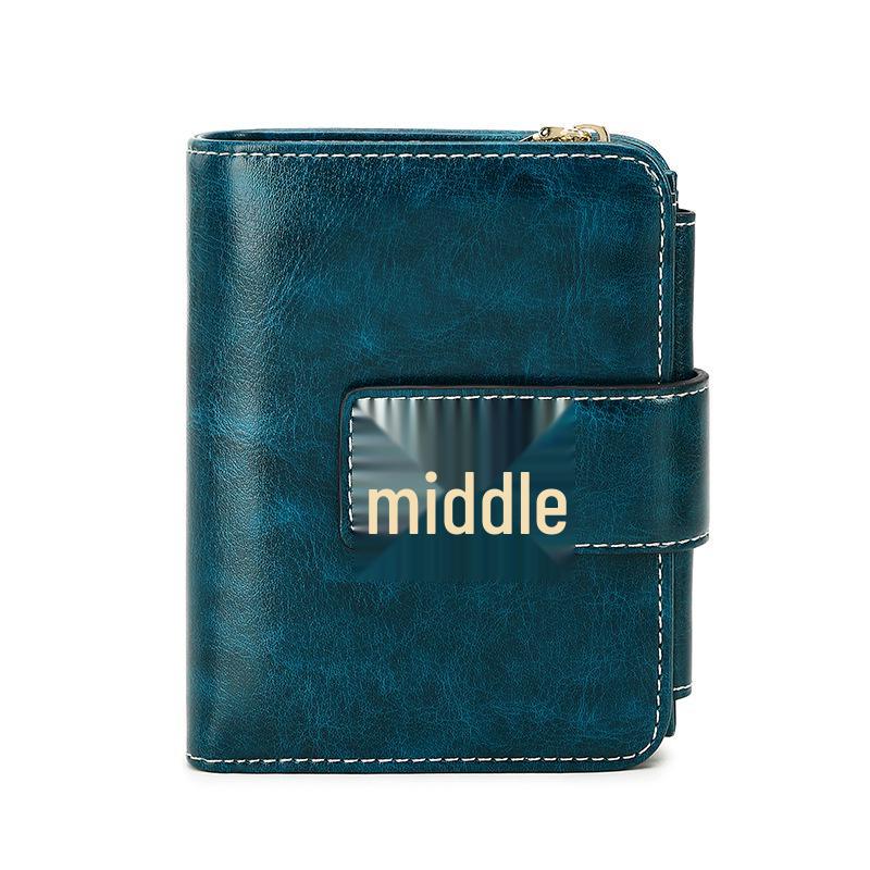 2023 RFID Anti-Theft Women's Tri-Fold Leather Wallet with Zipper and Snap Closure