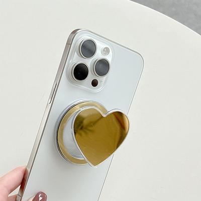Suport magnetic circular pentru telefon în formă de inimă cu pernă de aer, design cu oglindă pentru machiaj, design magnetic extensibil