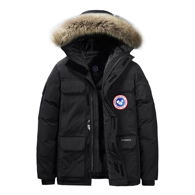 Autumn and Winter New Fat Plus Size Casual Coat Cotton-padded Jacket Warm and Comfortable Loose Fur Collar Padded Cotton-padded Men.