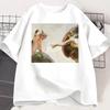 Grappig Kat God Schepping van Adam Meme T-shirt Dames Casuals Korte Mouw Jezus T-shirt Ronde Hals Tops
