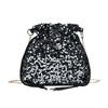 New Japanese Fashion Sequin Shoulder Bag for Girls Shiny Drawstring Crossbody Bag Women Underarm Mini Bucket Bag Phone Purse