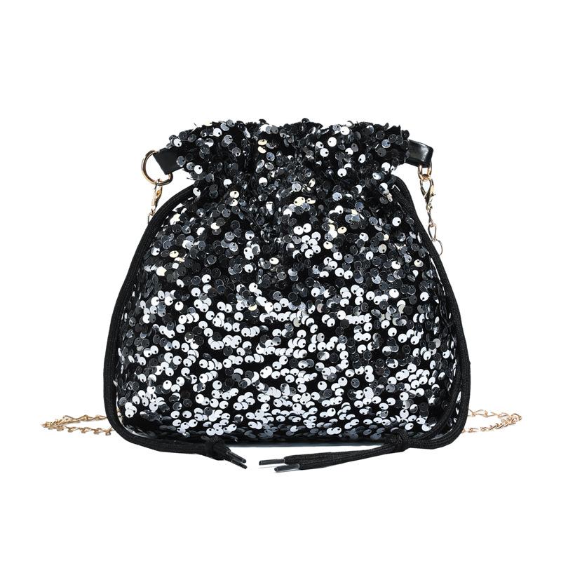 

New Japanese Fashion Sequin Shoulder Bag for Girls Shiny Drawstring Crossbody Bag Women Underarm Mini Bucket Bag Phone Purse