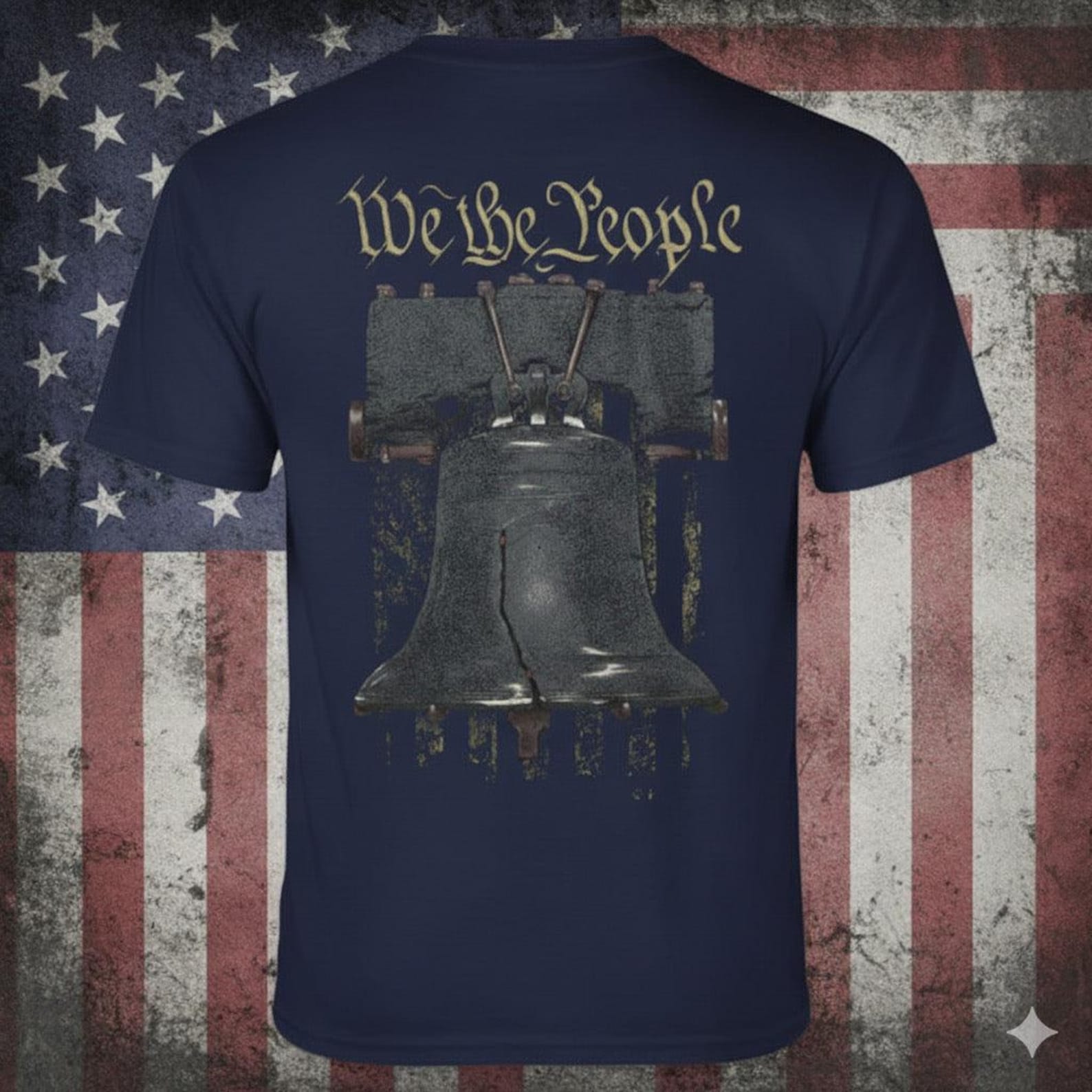 We The People - Distressed Liberty Bell T-Shirt: Patriotic American History Gift S