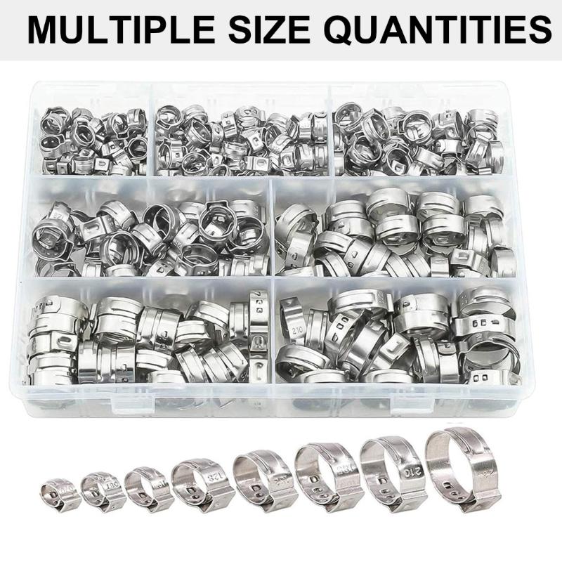 130Piece Single Ear Stepless Hose Clamps Set for Automotive Pluming Pipe Sealing Pipe Joints