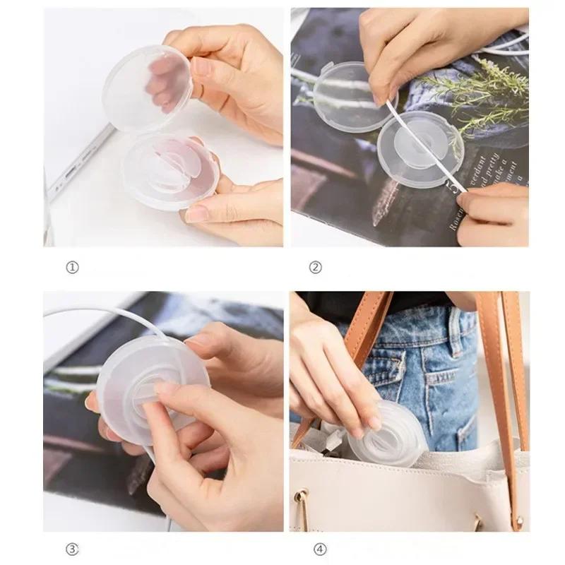 3-1pcs Portable Charger Cord Holder Round Storage Cable Winder Retractable Cable Management Flexible USB Wire Cord Reel