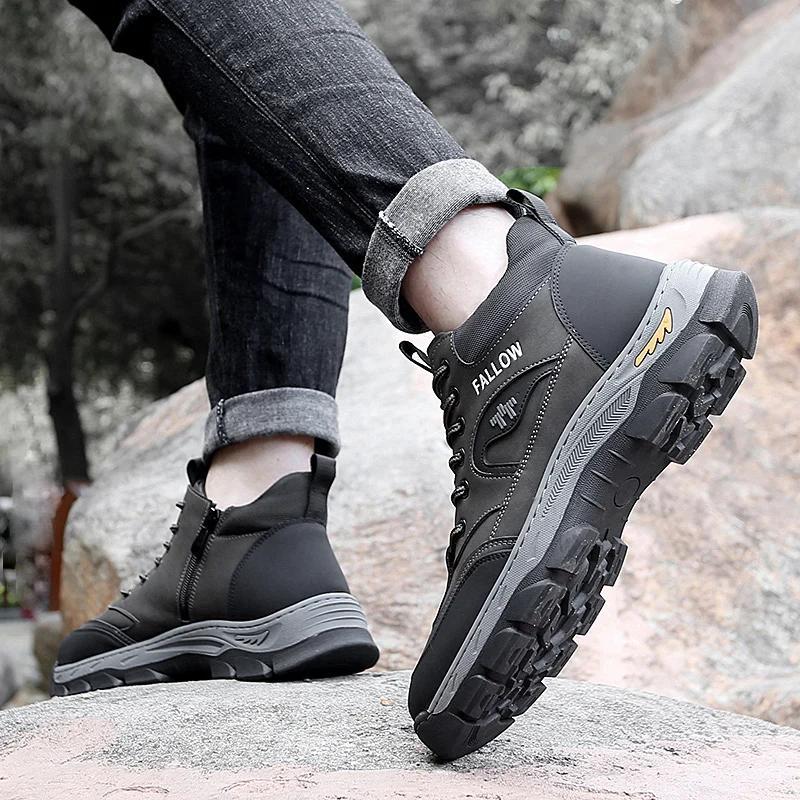 Fashion Men ankle Boots lace up Winter Shoes Mans Footwear Warm Fur Snow Boots Ankle Botas Hombre Winter Boots Men Plush Winter Sneakers