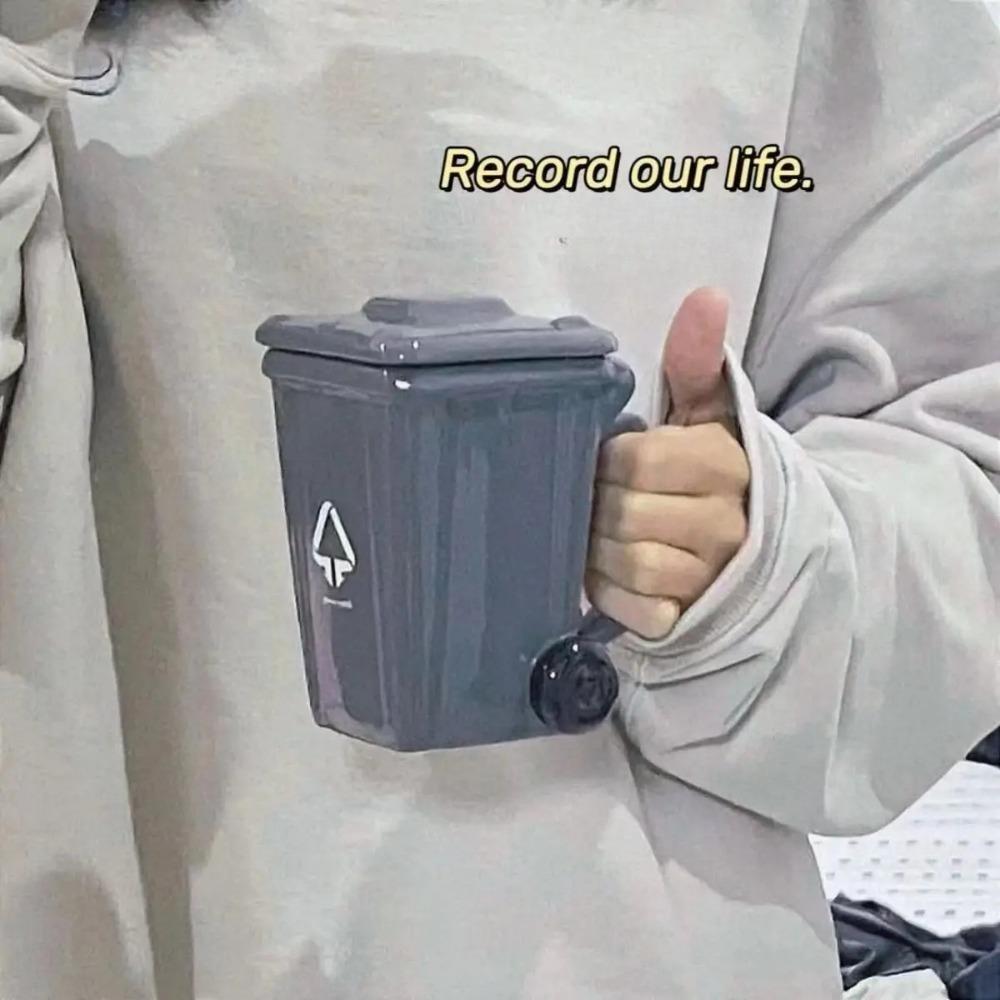 Creative Trash Can Ceramic Mug Funny Birthday Gift Stylish Design Trending Novelty Coffee Cup for Viral Gag Present