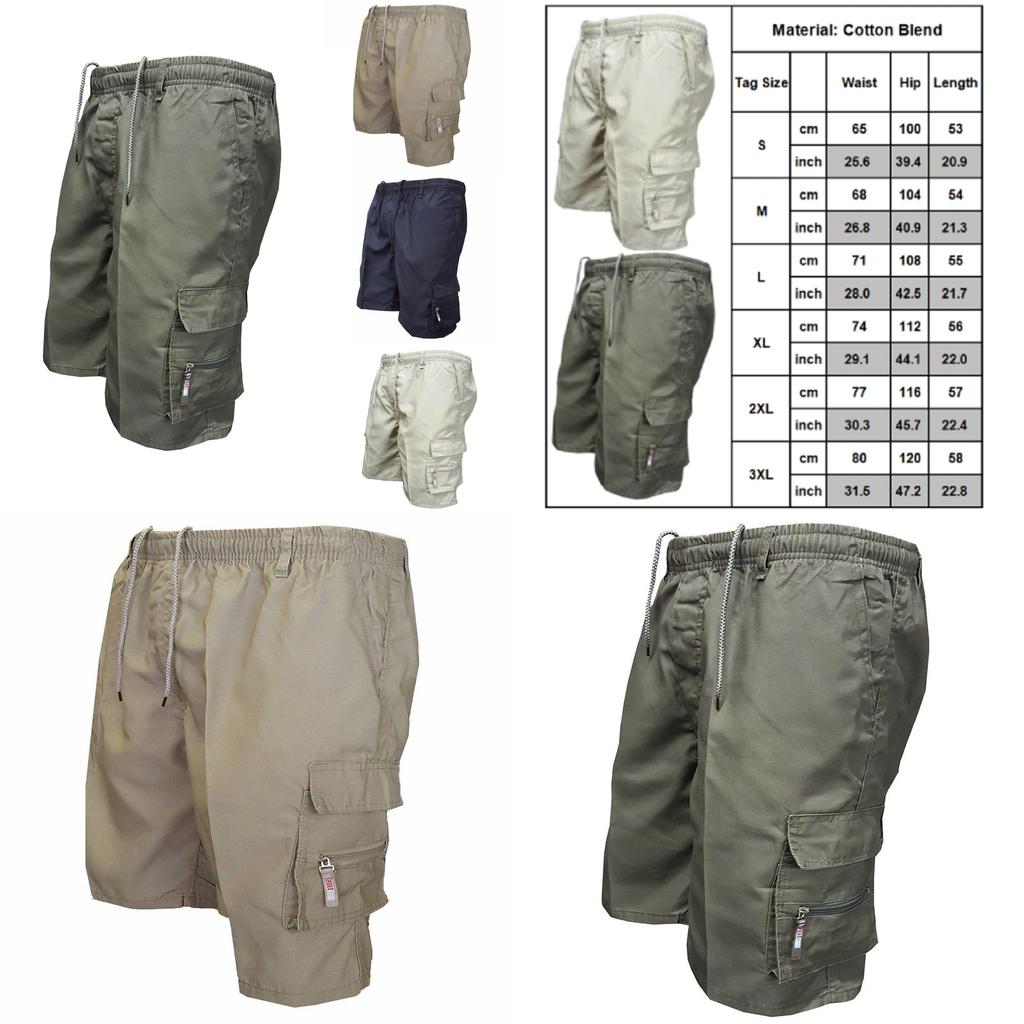 Men's Summer Casual Cargo Shorts Crafted From Premium Quality Cotton Blend Fabric