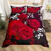 Valentine's Day Rose Duvet Cover Set Romantic Couple Theme Bedding Set 3D Rose Comforter Cover Set Love Bedspread Twin King Size