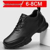Invisible 8CM Height Increasing Men's Leather Shoes - Lightweight, Formal, Casual, British Fashion, Wedding