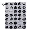 Self Adhesive Nail Decorations Halloween Art Stickers, 3D Embossed Skeleton Hand Pumpkin Bat DIY Home Manicure Tools Black Decals,