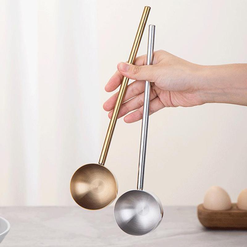 304 Stainless Steel Hot Oil Spoon Long Handle Extended Handle Soup Spoon Small Size for Hotpot Soup Kitchen Cooking Tools
