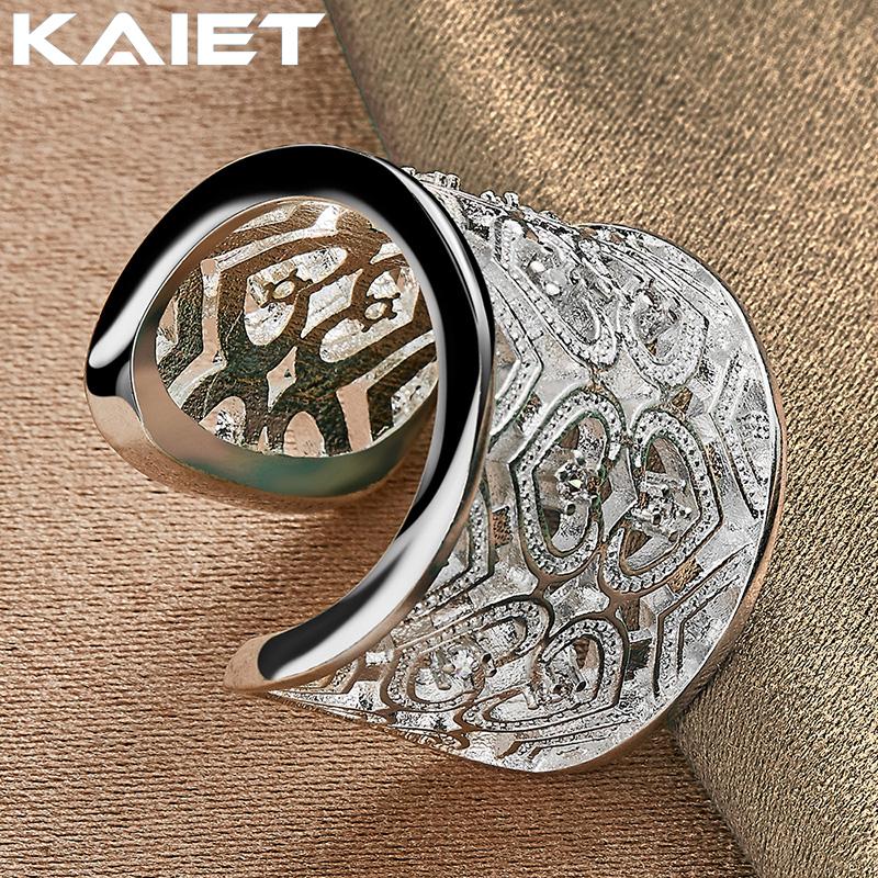 925 Sterling Silver Carving Love Crystal Open Ring Party Charm For Women Jewelry