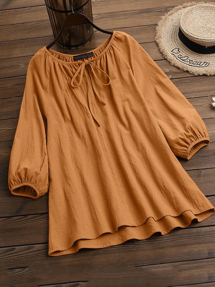 2022 Spring Casual Urban Cotton Crew Neck Loose Fit Women's Pullover Shirt