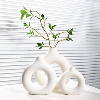 Donut-Shaped Embryo Ceramic Vase for Home Decor - Ideal for Living Room or Table Decoration and Flower Arrangements.