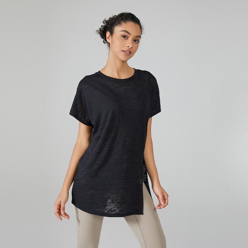 Damen Lockerer Hoodie Sportoberteile Yoga-Kleidung Schnelltrocknendes Lauf-Kurzarm-T-Shirt Fitnesskleidung