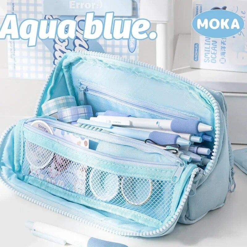 1 Pc Ins Simplicity Pencil Case Fashion Lovely Solid Color Series Stationery Pencil Bag High Capacity School Stuff Storage Bag