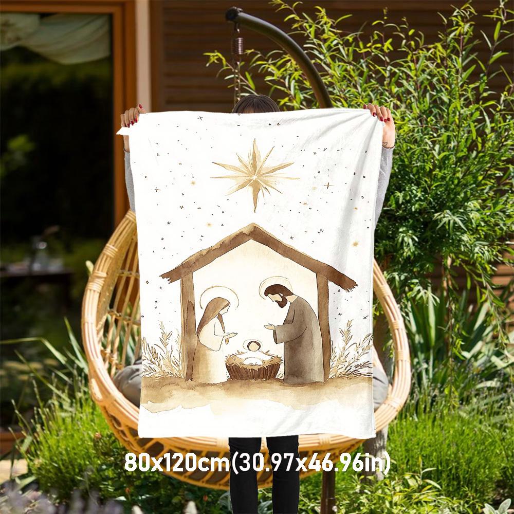 

1pc Christmas Nativity Outdoor Flannel Blanket Soft Warm All-Season Throw for Sofa Bed Car Camping Office, Cozy Gift Idea1306S 80x120cm(31x47inch)