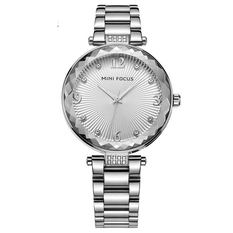 

Модные женские часы с японским механизмом, водонепроницаемые, с бриллиантами и стальным ремешком