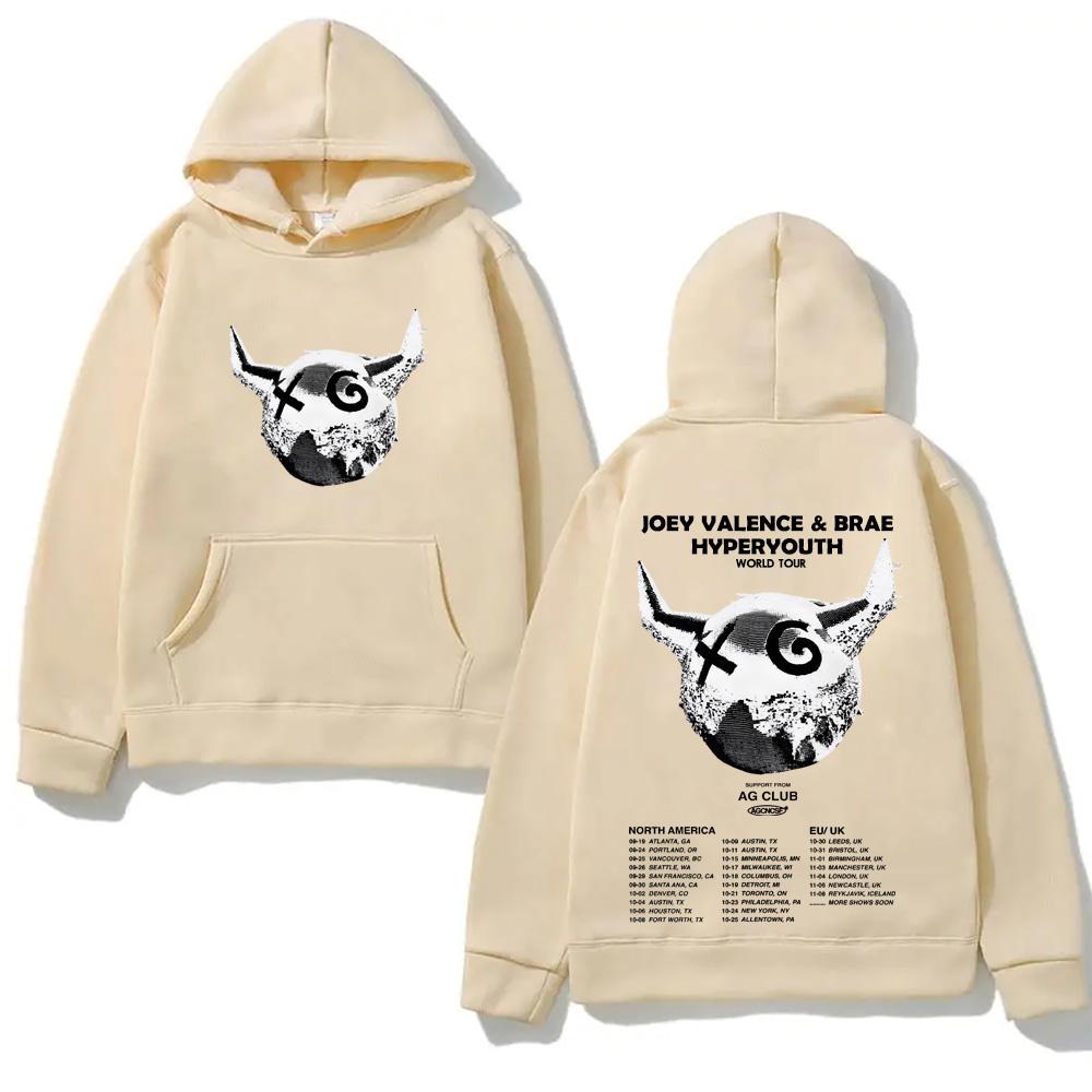 Joey Valence 2025TOUR Mode Kapuzenpullover mit Tasche Grunge Bequeme Sweatshirts Langarm Gothic Kleidung Moletom Punk Weicher Kapuzenpulli