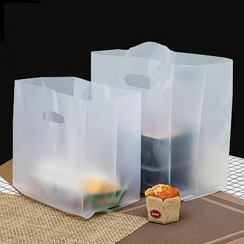 50Pcs/Pack Transparent Plastic Gift Bags with Handles - Ideal for Salads, Cakes, Pizza, Bread, Desserts, Cookies, and Candy - Perfect for Weddings