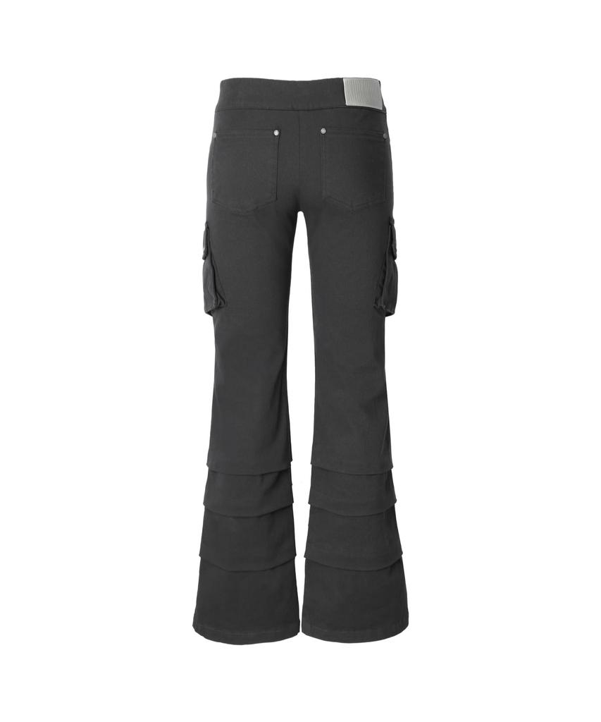 Kakipointeu Cargo Shirring Bootcut Pants (Charcoal)