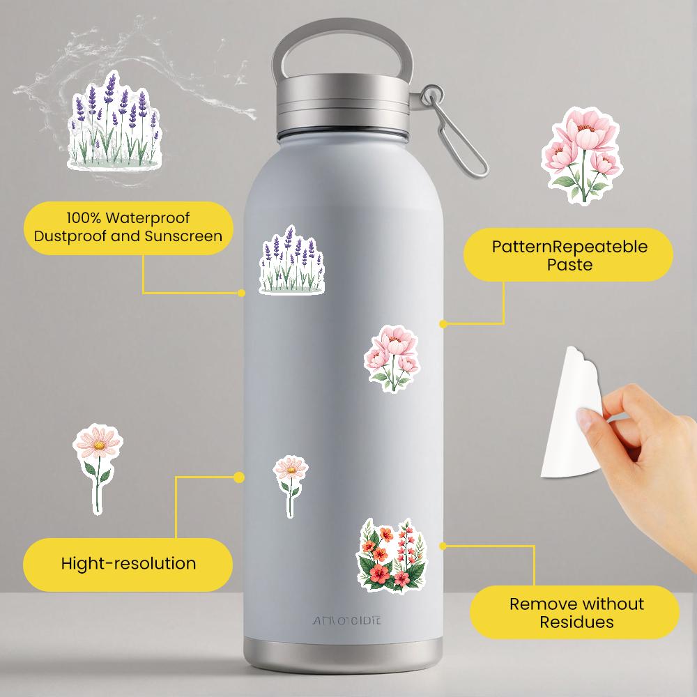 35-200pcs Sring Summer Floral Stickers Flower Natural Decorative Decals Aesthetic Stationery Stickers School Supplies