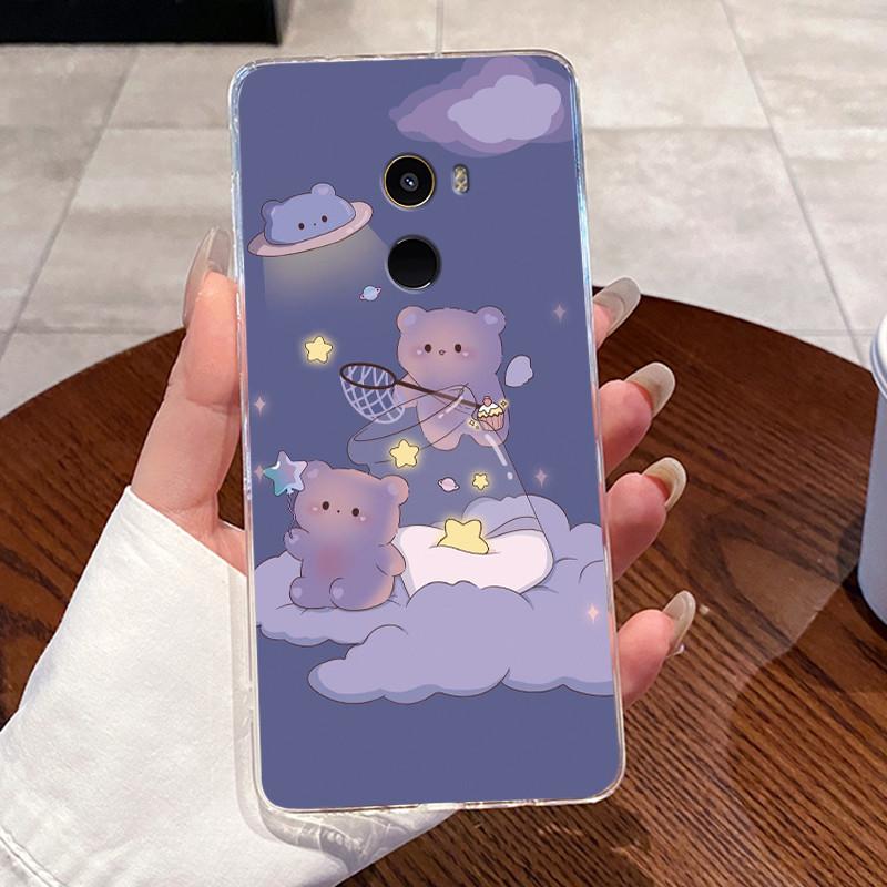 Fundas For Xiaomi Mi Mix 2 Casing Protective Capa Coque Clear Silicone Soft TPU Back Cover Cute Rabbit Cat Dinasaur Phone Case