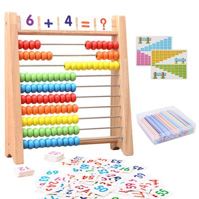 CRIMOCA Abakus-Set mit Zahlenzählen und Rechnen Regenbogen-Abakus 100 ist ein Lernspielzeug für Jungen und es lehrt und ein Montessori-Holz-Mathematik