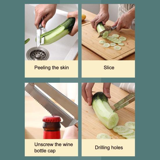 4 In 1 Stainless Steel Peeler, Multifunctional Vegetable Fruit Cutter, Potato Apples Carrot Peeler with Bottle Opener And Scaler