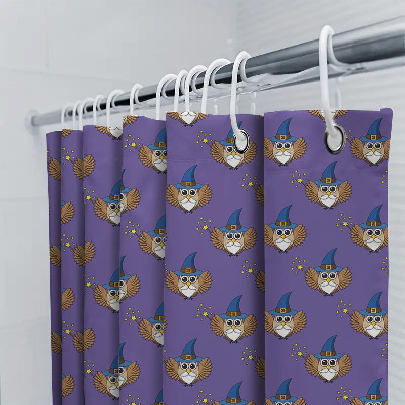 Purple Magic Owl Printed Shower Curtain Waterproof Bath Decorations For Home Living Room Bathroom