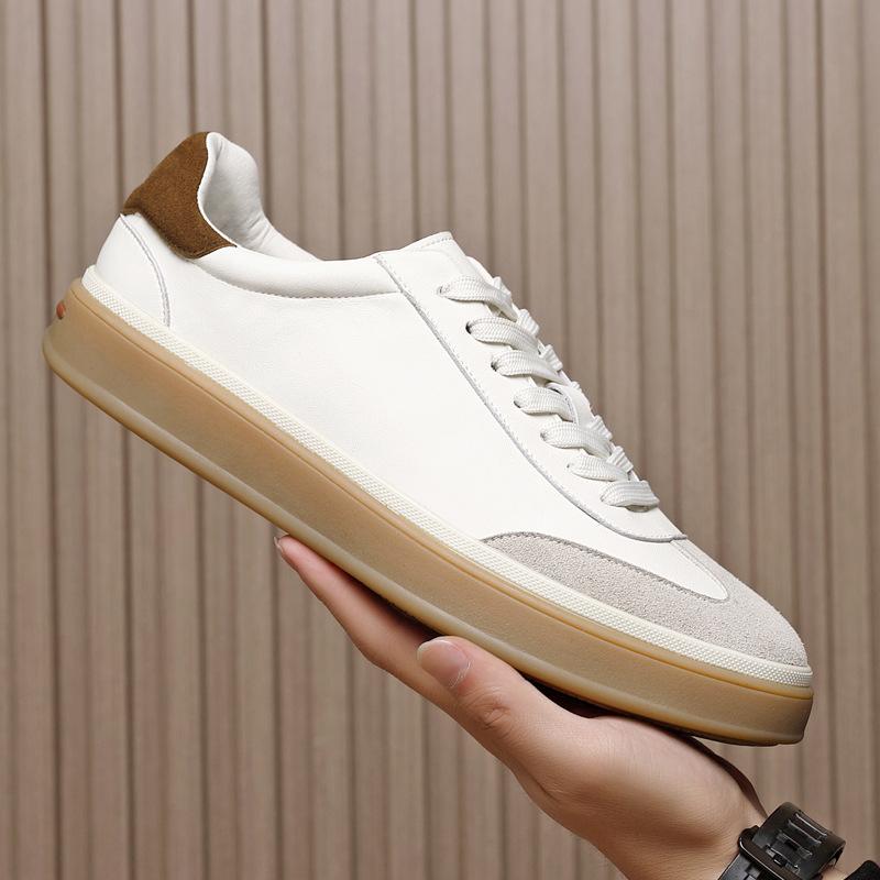 European Trendy Brand Spring And Summer Breathable Men'S White Shoes, The Star Has The Same Versatile Casual Sports Board Shoes, Genuine Leather Shoes