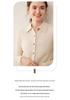 Women's Cashmere Polo Collar Knit Cardigan Sweater - Long Sleeve Lapel Knit Top