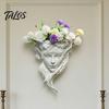 Decorative Relief for Patio Fairy Face Shape Wall Planter, Girl Flower Pot, Mounted Indoor Outdoor Garden Ornament Resin Sculpture Vase Outdoor,