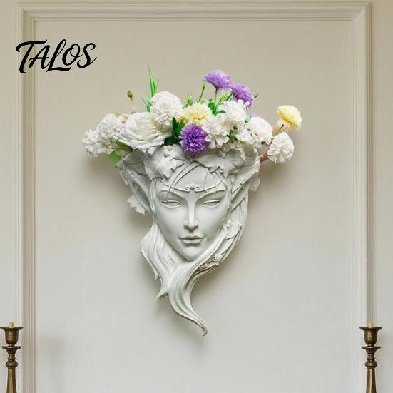 Decorative Relief for Patio Fairy Face Shape Wall Planter, Girl Flower Pot, Mounted Indoor Outdoor Garden Ornament Resin Sculpture Vase Outdoor,