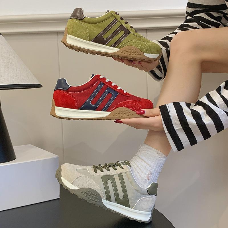 Round head front lace-up German training shoes women's summer new casual breathable sports shoes women's small Forrest Gump shoes