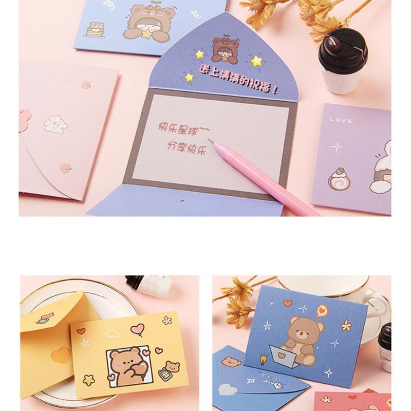 Lovely Bear Greeting Card Cartoon Animal Greeting Card Envelope Postcar Letter Paper Rabbits Memos Card for Student