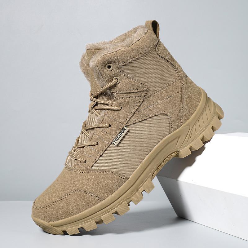 Winter Warm Military Boots Men's Outdoor High-top Sneakers Hiking Shoes Cold-proof Snow Boots Large Size Velvet Men's Shoes