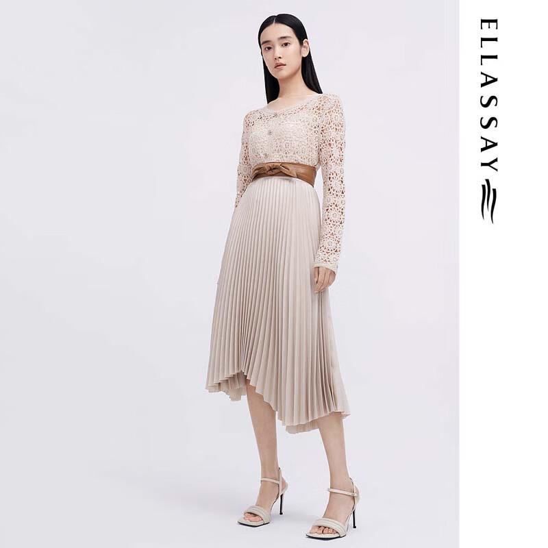 ELLASSAY Women's High-Waist Irregular Pleated Midi Skirt