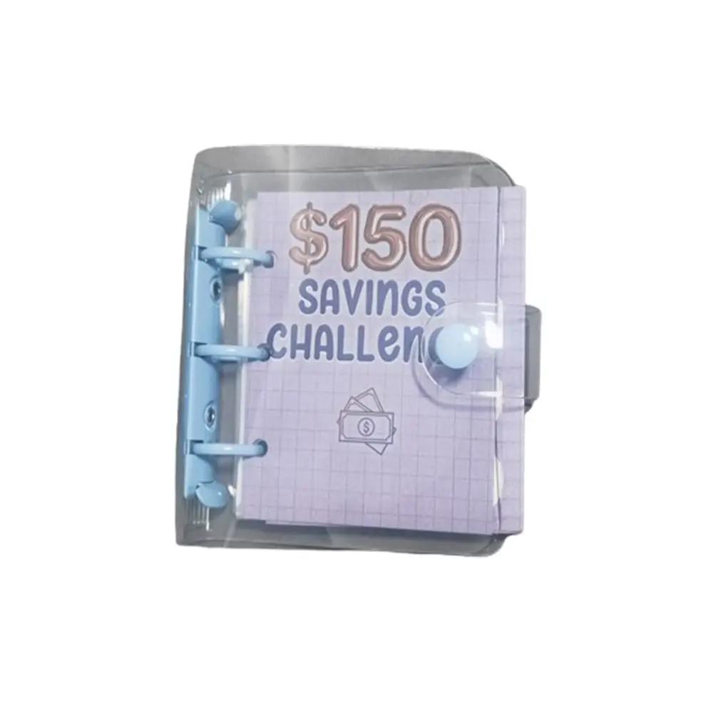 Mini Money Saving Binder PVC Cash Envelopes Mini Budget Binder $150/300/500/1000 Durable Savings Challenges Book