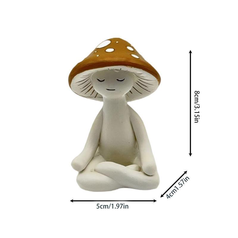 

Cute Meditation Sitting Yoga Mushroom Tabletop Decoration for Home, Living Room, Garden or Patio, Resin Craftwork. Meditation Mushroom A
