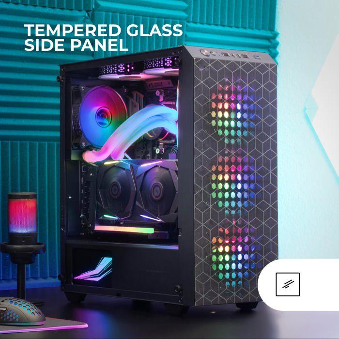 Boîtier - mc-mag - mc-mag noir - verre trempé - 3 ventilateurs rgb - refroidissement liquide 360 mm