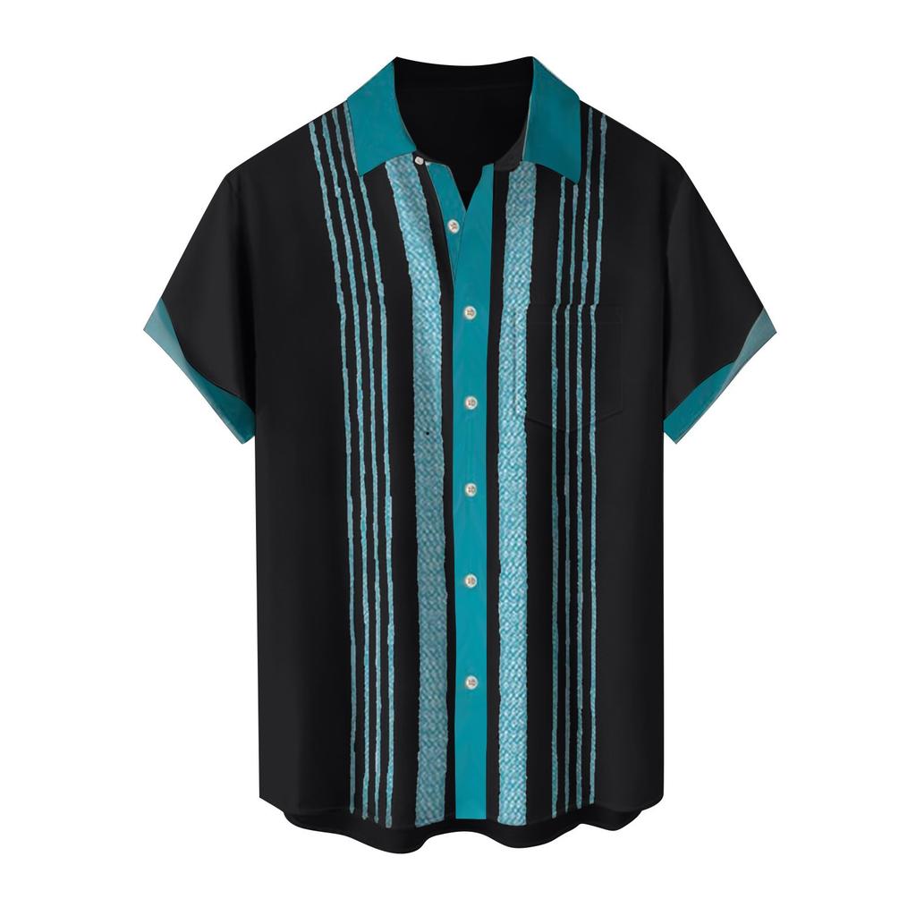 Hawaiisk skjorte for menn, vintage button down bowlingskjorter for menn Kortermet sommerstrandskjorte